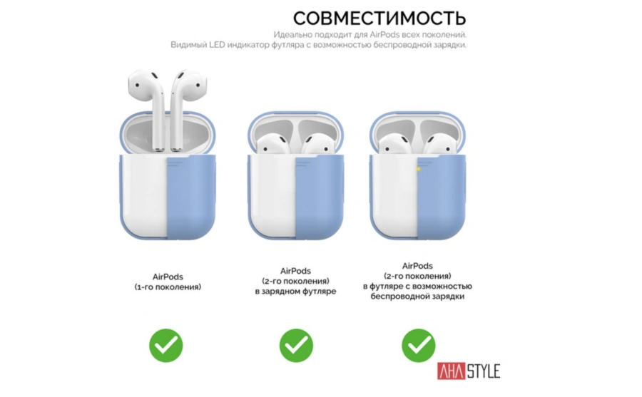 Чехол AHASTYLE дуо для Apple AirPods - Blue (AHA-02020-SBL)